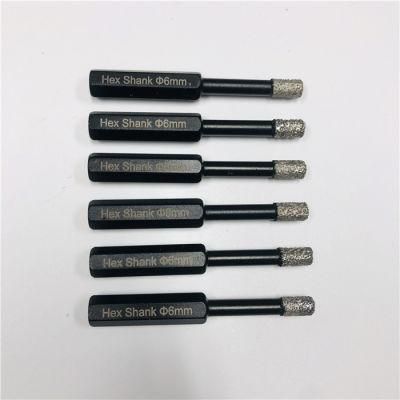 Od6mm Hex Shank Vacuum Brazed Diamond Core Drill Bit for Tiles Porcelain Ceramic