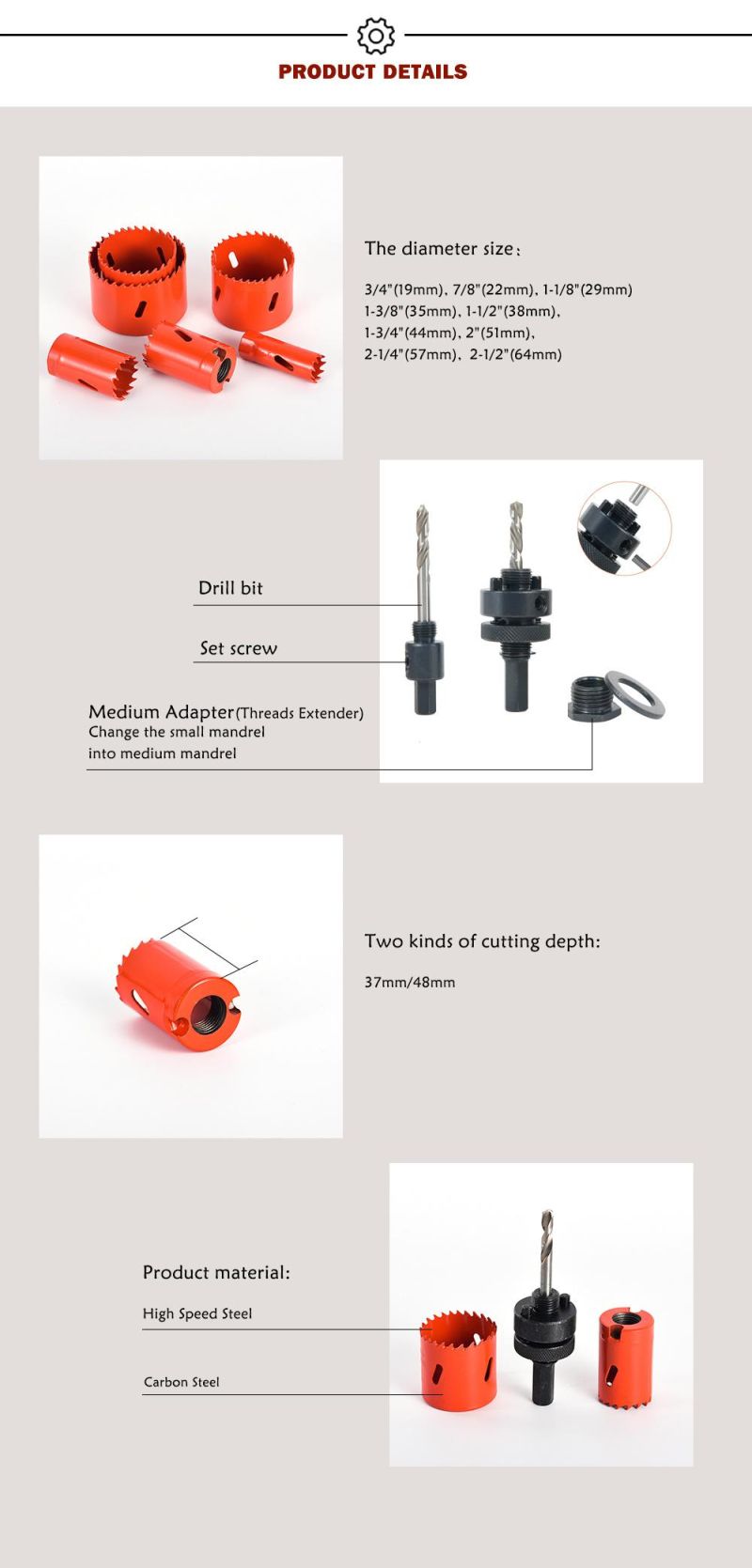 New Goldmoon Customized All Sizes Are Available Jiangsu Hole Cutter Bit Drill Hole Saw
