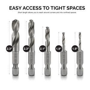 Power Tools Drill HSS Drills Bits M2 HSS Steel Stubby Drill Bit or Metal Hex Shank Twist