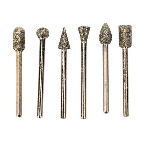 6PCS Diamond Grinding Head Set Drill Bur Grinder