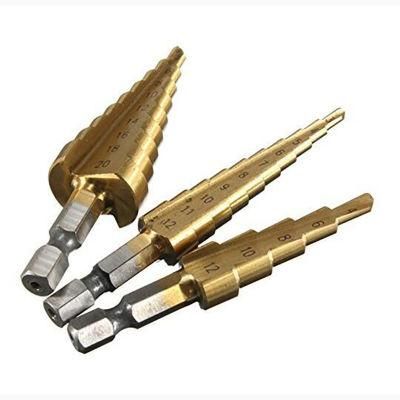 3PCS Titanium HSS Stepped Down Drill Step Drill Bit Set Hole Cutter