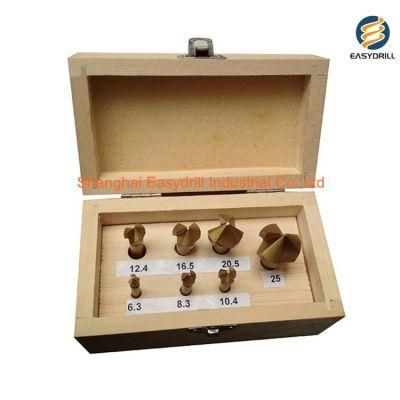 7PCS Titanium-Coated Cylindrical Shank 3 Flutes HSS Countersink Drill Bit Set for Metal (SED-CS3F-7)