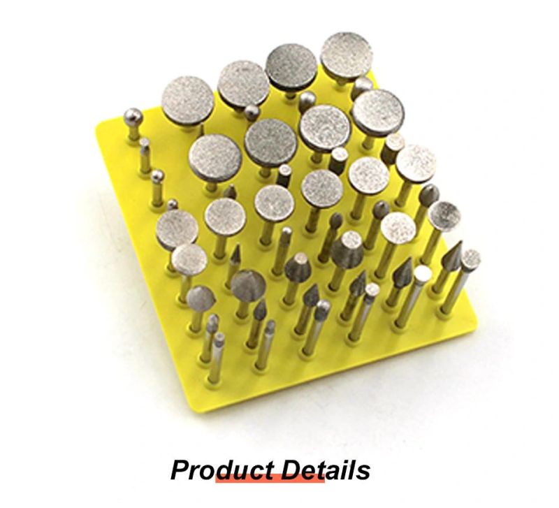 Z-Lion 50PCS 3.2mm Sanding Tool Mounted Needles Coated Rotary Tuck Rod Tools Alloy Glass Stone Jade Grinding Head Burr Diamond Point