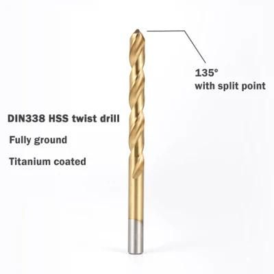 High Speed Steel Titanium-Plated Twist Drill/Straight Handle Drill Bit