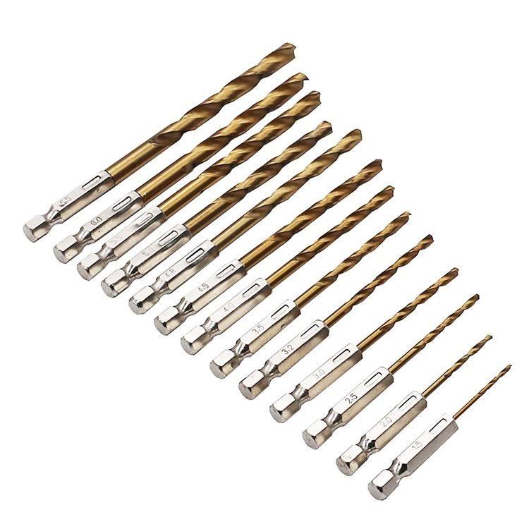 13PCS Twist Drill Bits 1.5 to 6.5mm with Hex Shank