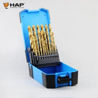 Stainless Steel Metal Drilling Straight Shank 25PCS HSS Titanium Coated Twsit Drill Bit Set