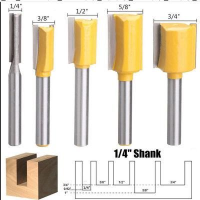 Straight Dado Router Bits Set 1/4 Inch Shank Trimming Cutter for Woodworking