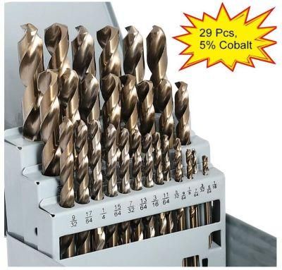 Goldmoon Cobalt Drill Bit Set- M35 High Speed Steel Twist Jobber Length