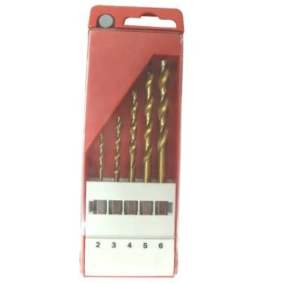 5 PCS Hex Shank Titanium Twist Drill Bit Set