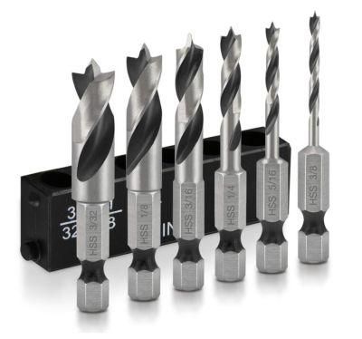 Stubby Drill Bit Set for Wood 6 Piece Hex Shank