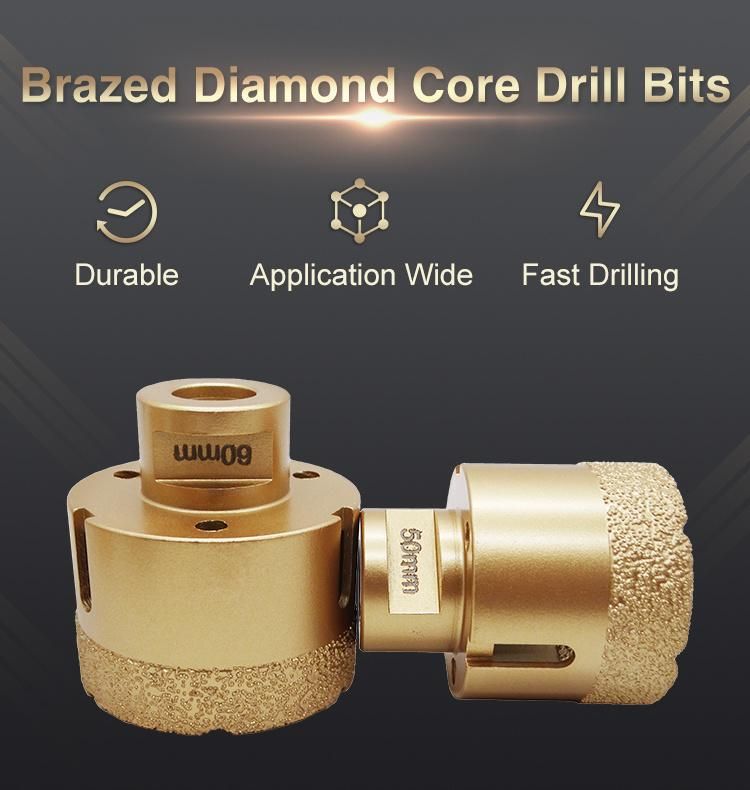 Vacuum Brazed Diamond Core Drill Bit Hole Saw Crown Drill for Tile Porcelain Granite Marble