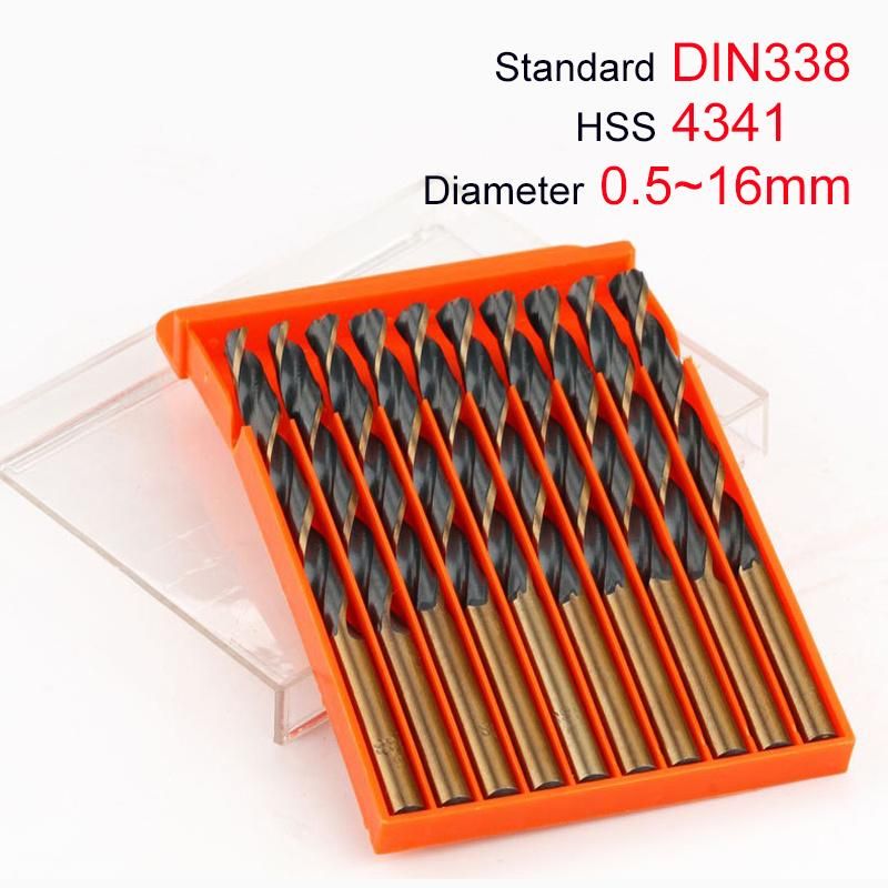 DIN338 Standard HSS 4341 Straight Shank Twist Drill Bit for Drilling Iron Aluminum Copper Metal Wood