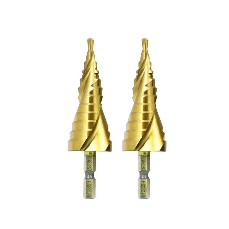Step Dill Bits HSS Tin with Spiral Flute Hex Shank