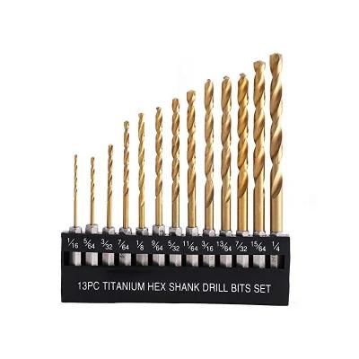 13PCS Hex Shank HSS Drill Bit Sets for Wood Alloy