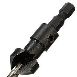 3PCS Hex Shank 5 Flute Wood Countersink Drill Bit Set for Wood Screw