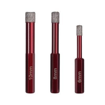 3 PCS Porcelain Hole Saw Hexagonal Diamond Dry Drill Bits Set with Wax Insert