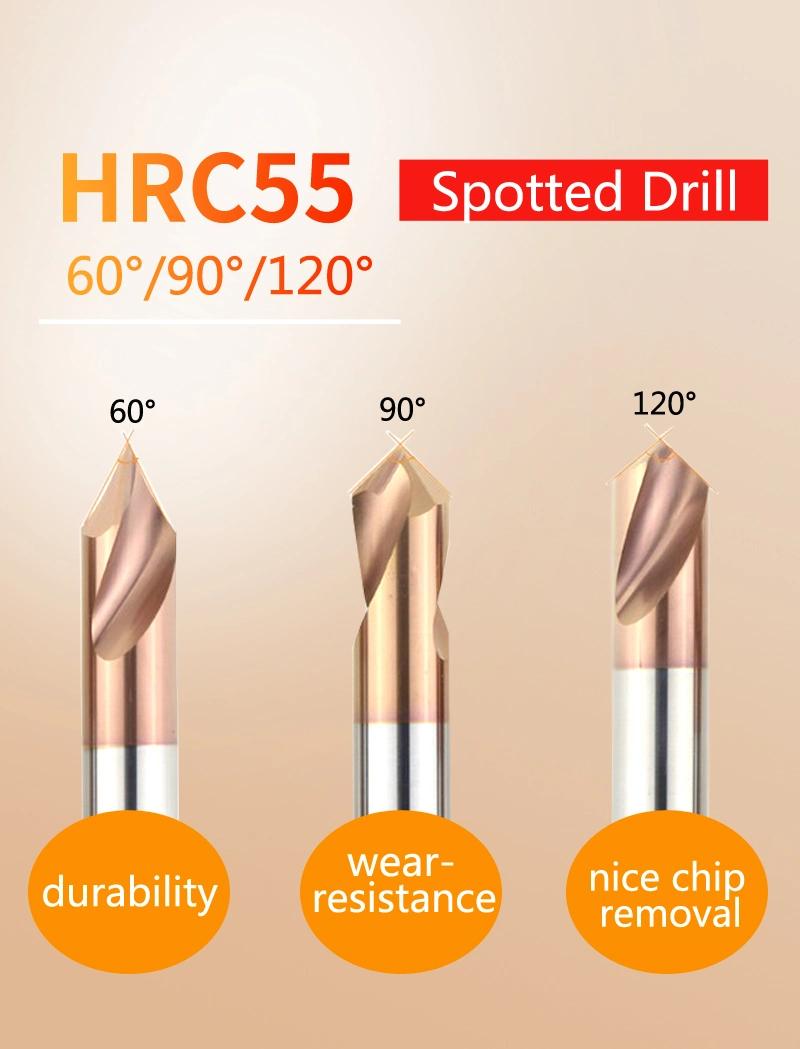 CNC Spotting Drill Bits 60/ 90 /120 Degree Central Punte Fresa HRC55 Cutting Spot Drilling Carbide Spotted Center Drills