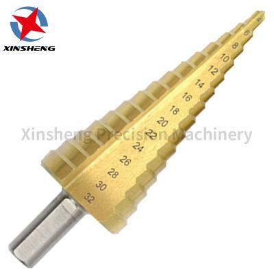 Titanium Coated Spiral Slot Hexagon Shank Pagoda Drill Step Drill Bit High Speed Steel Reaming Drill Hole Spiral Gro