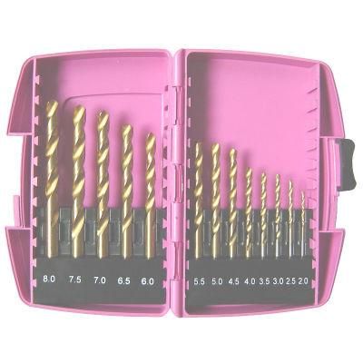 13 Pieces Titanium Drill Bit Set for Metal