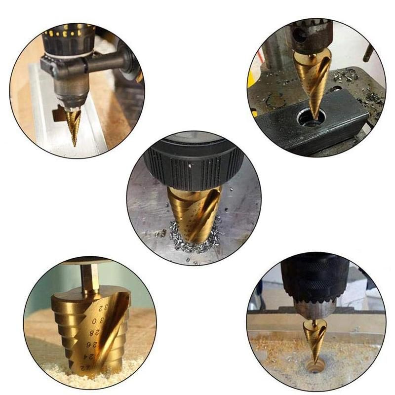 1/4 Inch Hex Shank Cobalt Spiral Flute Step Drill Bit Hole Cutter for Metal Drilling