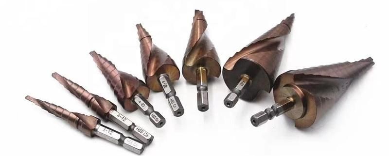 Hex Shank Spiral Grooved Step Drill Bits for Wood, Metal, Stainless Steel Cutting