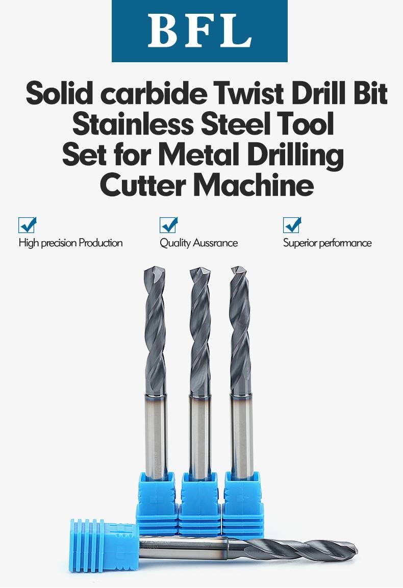 Bfl Carbide Twist Drill Shank Drill Bit 2 Flute Cobalt Router Bits Cutting Tool for Through Hole CNC Cutter