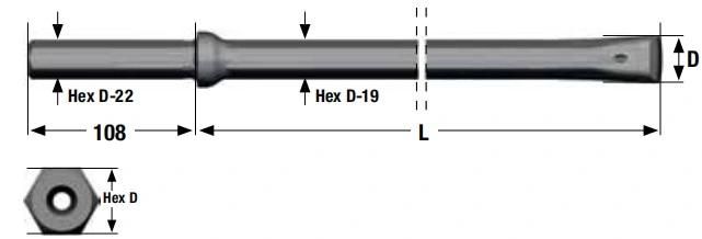 800mm H19 Shank 22 X 108 mm Drill Rods