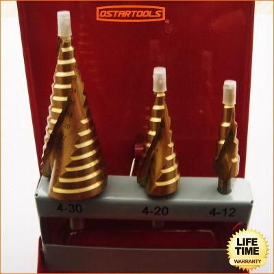 3PCS Titanium HSS Step Drill Bits Set