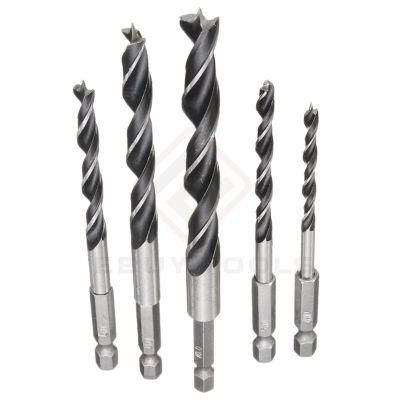 Wood Drill Bit Set 4-10mm Hex Shank Woodworking Twist Drill Quick Change Bits Fits 1/4&quot; 6.35mm Hex Cordless Screwdrivers