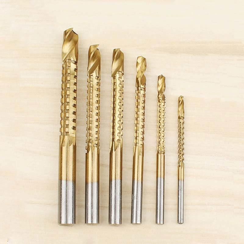 6 Drill Bits Twist Drill Set High-Speed Steel Woodworking Multi-Functional Metal Plank Slot Sawtooth Reamer