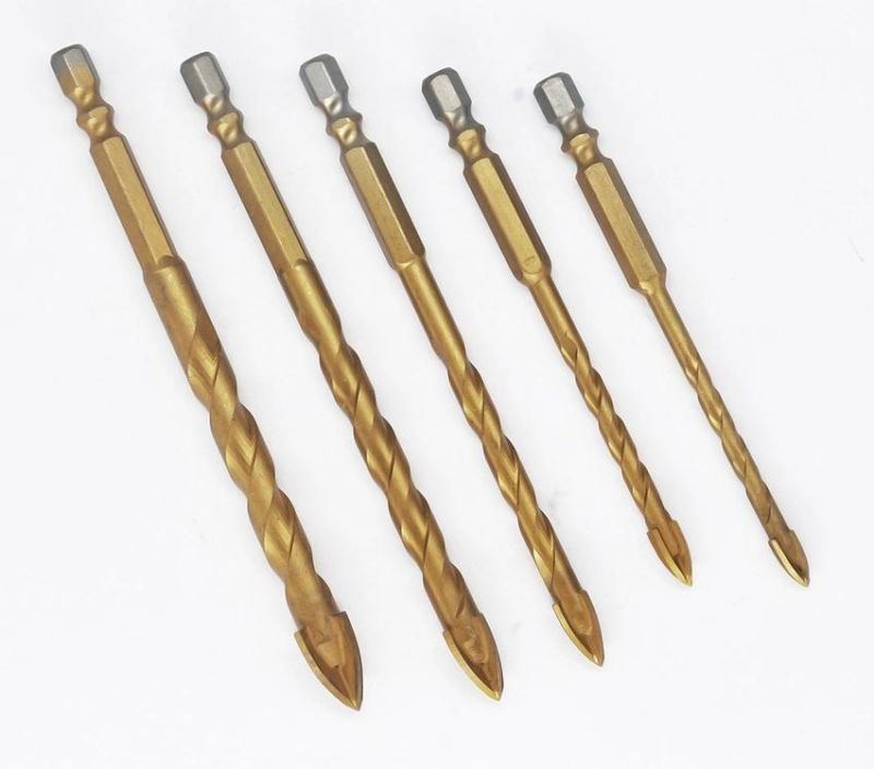 Cross Tungsten Carbide Tip Drill Bits with Hex Twist Shank for Glass Tile Porcelain Ceramic