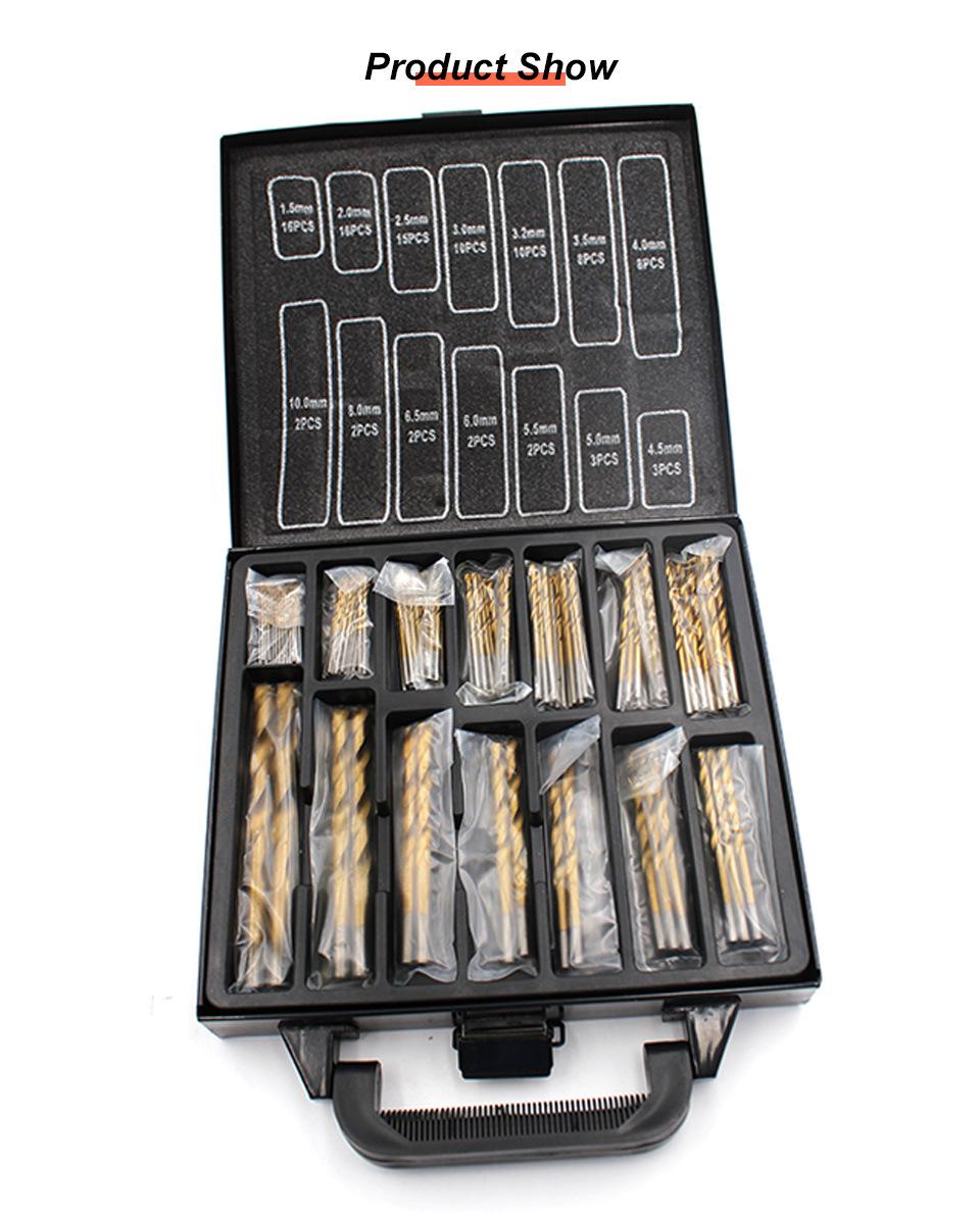 Z-Lion Quick 99PCS 1.5mm-10mm HSS Coated Stainless Steel Titanium Drill Bit Set Kit Box Tool for Metal/Wood Drilling