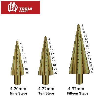 HSS Titanium Spiral Groove Hexagonal Handle Step Drill Bit with Electric Tool Woodworking