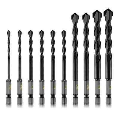 10-Piece Masonry Drill Bits Kit for Concrete, Stone, Carbide Drill Bit Set