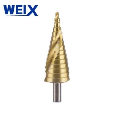 Weix HSS Titanium Alloy Spiral Step Drill Bit Set with Aluminum