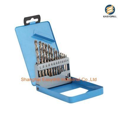 13PCS Inch Amber Fully Ground HSS Twist Drill Bit Set for Metal Stainless Steel Aluminium Hardened Iron Drilling in Metal Box (SED-DBS13-4)