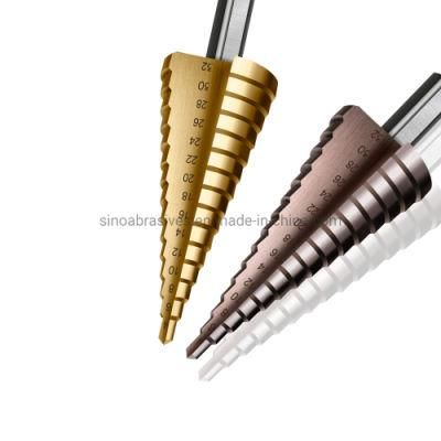 Industrial HSS Cobalt M35, Cobalt 5% Tin Spiral Step Drill Bit with Straight Shank for Drilling Wood, Stainless Steel, Metal, Copper, Plastic