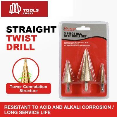 3PC HSS Cone Step Drill Cutter Bit Set for Wood/Steel