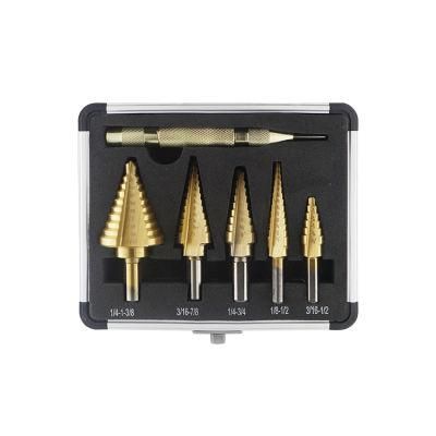 High Quality 1/4-1-3/8 Drill Set 5 PCS HSS Hole Saw Two Steps Single Flute Step Kit Drill Bit