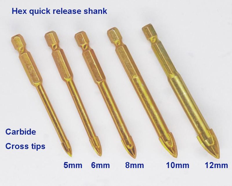 Tungsten Carbide Cross Tips Drill Bits for Glass Tile Porcelain Ceramic Drilling Hole Tools