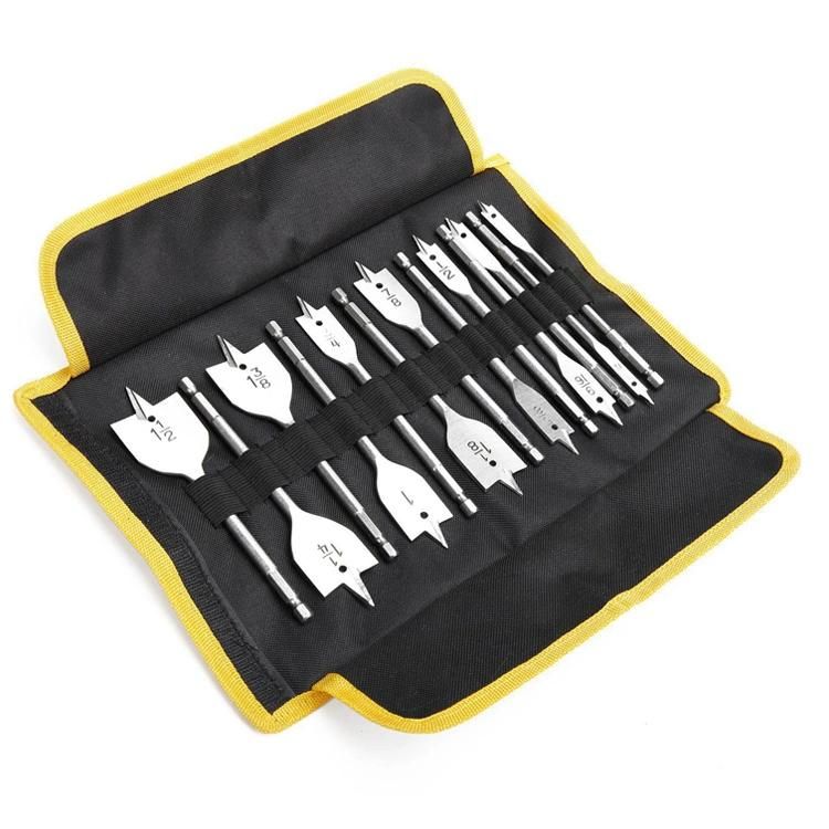 Wooden Case Packing Tri-Point Woodworking Flat Drill Bit Set for Fast Drilling and Wood Clean