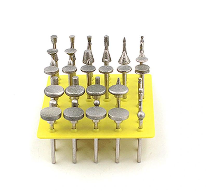 Z-Lion 50PCS 3.2mm Sanding Tool Mounted Needles Coated Rotary Tuck Rod Tools Alloy Glass Stone Jade Grinding Head Burr Diamond Point