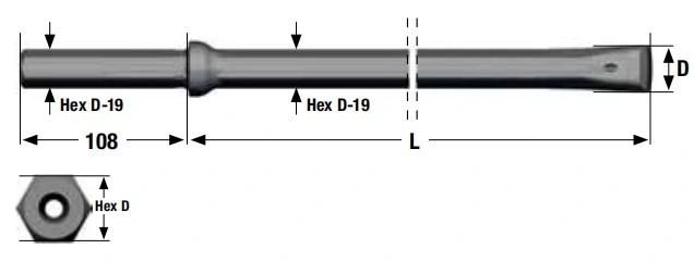 Hex H19 Taper Rod 600mm Length Series 24