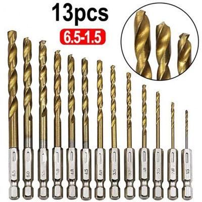 13PCS High Speed Steel Drill Bit Set Hex Shank 1.5-6.5mm Twist Drill Bit