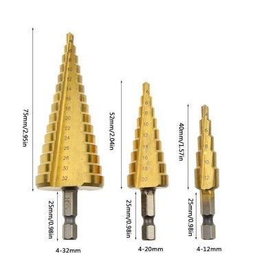 High-Speed Steel Step Drill Bit Set, Lepohome Cone Titanium Coated Metal Hole Cutter