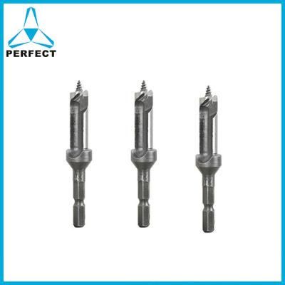 Crescent Style Concave Drill Body 1/4&quot; Quik Change Hex Shank Wood Auger Drill Bit with Stopper