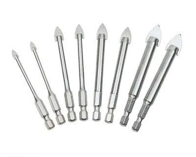 Quick Change Hex Shank Cross Carbide Tip Glass Drill Bit