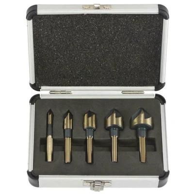 5PCS 5 Flute Countersink Drill Bit Set 82&deg; Counter Sink Chamfer Cutter