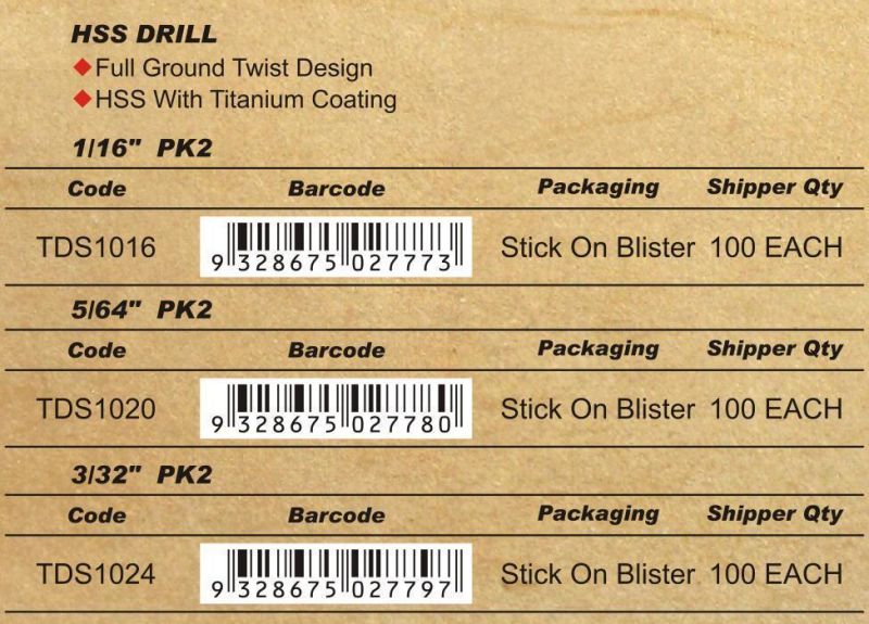 Power Accessories Tools Drill Bit HSS Titanium for Metal Working Concrete