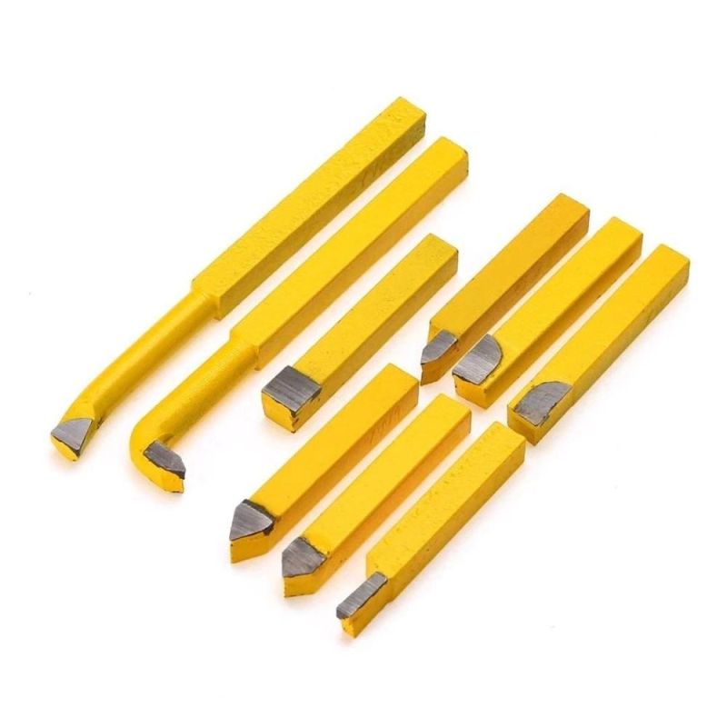 Pilihu 9PCS/Set Yw1 Carbide Brazed Tip Tipped Lathe Cutter Tools 8X8mm Shank High Hardness Turning Milling Welding Bit